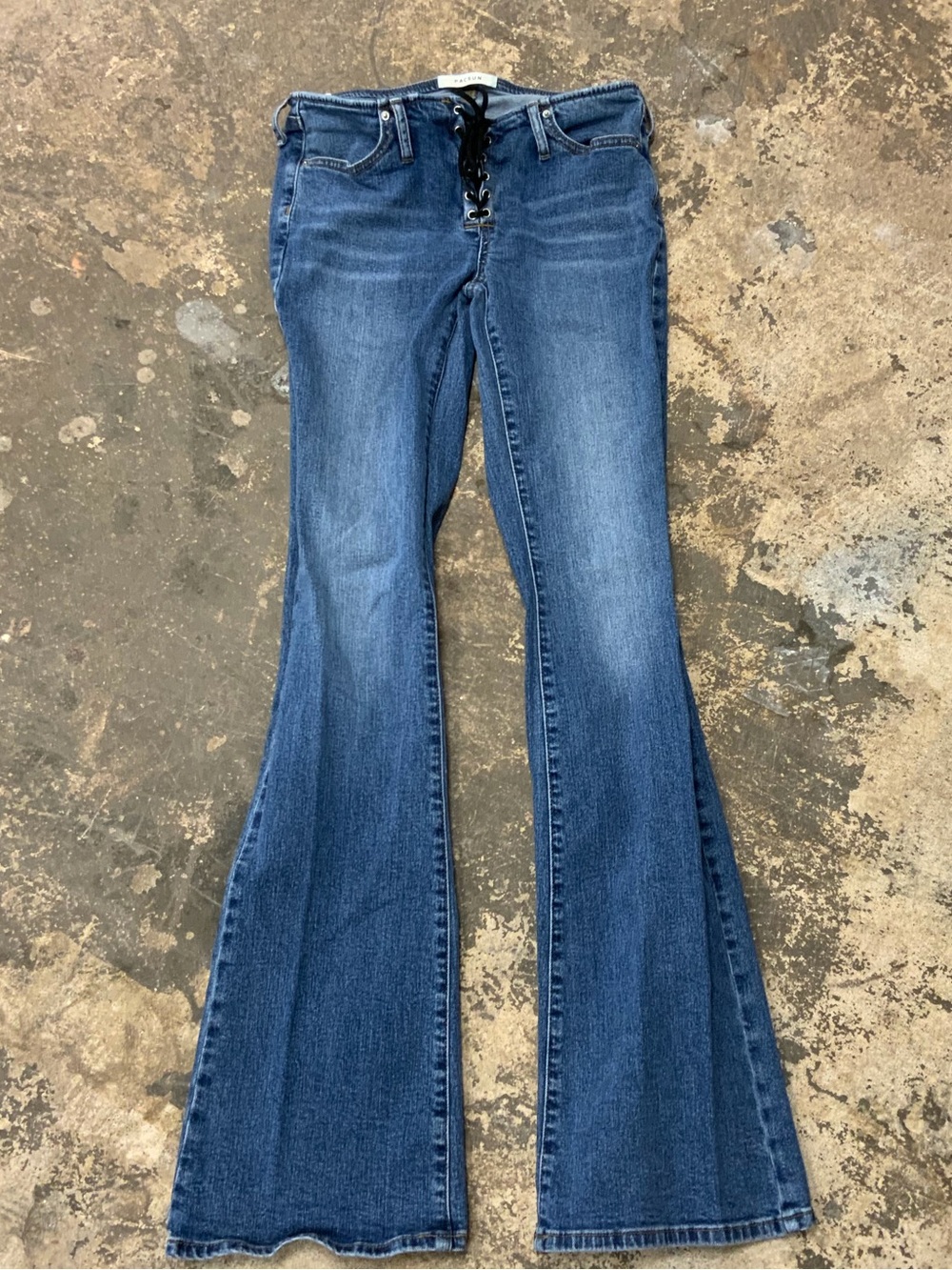 Pacsun Women’s Lace-Up Flared Jeans Denim Blue Y2K Biker Vintage